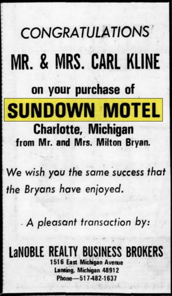 Sundown Motel - May 1973 Ad